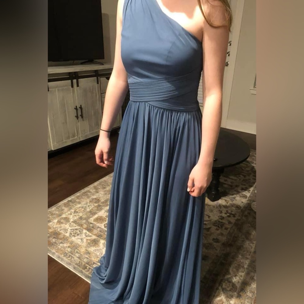 Steel blue bridesmaid dress